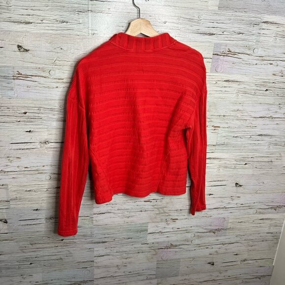 Anthropologie Maeve orange long  sleeve snap button size medium - Picture 7 of 8